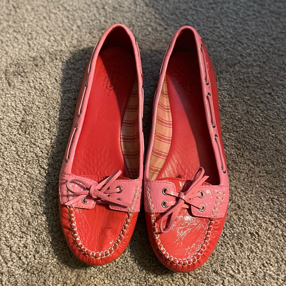 Coach - Sz 10 Percy’ Patent Leather Boat Shoes